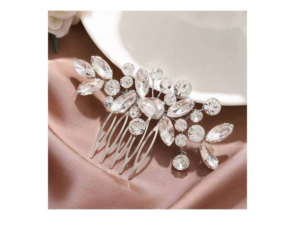 Catery Silver Crystal Bride Wedding Hair Comb Rhinestone Bridal Side Headpiece